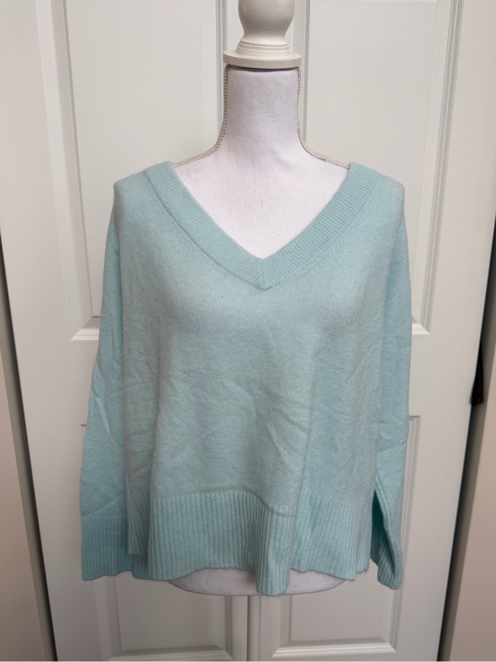 Ann Taylor Weekend - Light Teal V-Neck Sweater (medium)